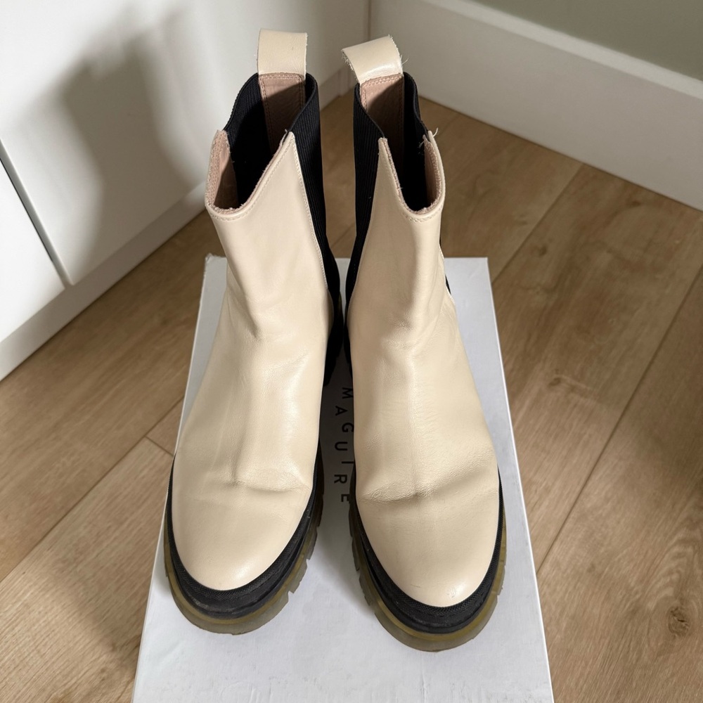 Maguire Sienna Cream Chelsea Lug Sole Boots - Women's Leather Boots - Picture 6 of 7